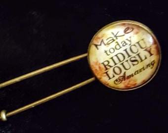 Bronze shawl pin with glass cabochon Make today ridiculously amazing