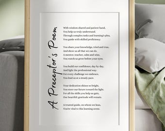Preceptor Poem Gift Card Printable Wall Art Appreciation Gift for Clinical Educator Mentor Nursing Teacher Preceptorship Thank You Keepsake