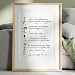 Poesia per baby shower, carta regalo, stampabile, decorazione murale, ricordo sentimentale, neo-genitori, futura mamma, decorazione per cameretta, regalo unisex per baby shower.