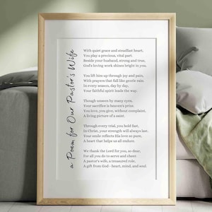 Poema de agradecimento à esposa do pastor, presente da esposa do pastor, impressão de arte de parede de poesia, cartão para impressão da esposa do pastor, esposa do pregador, download digital