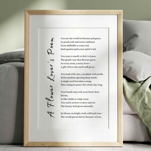 Blumenliebhaber Gedicht Wertschätzung Geschenk Floral Poesie Wand Kunst Gärtner Botaniker Botanische Weihnachten Geburtstagsgeschenk druckbare Karte
