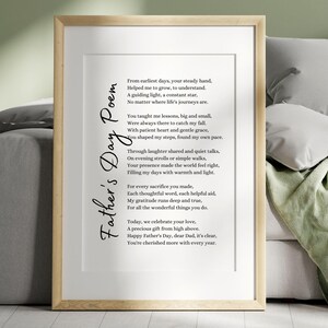Vatertag Gedicht Wertschätzung Geschenk, Dad Poesie Wand Kunst Druck, druckbare Karte für Vater Einzigartige Danke Papa Geschenk Beste Vatertagsgeschenk