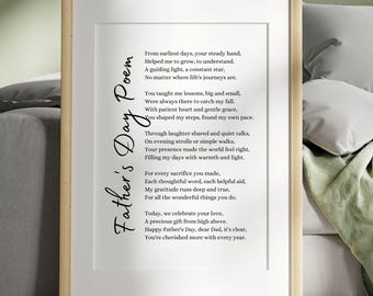 Fathers Day Poem Appreciation Gift, Dad Poetry Wall Art Print, Printable Card for Father Unique Thank You Dad Gift Best Father's Day Present