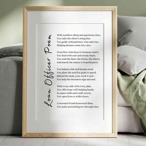 Loan Sachbearbeiter Gedicht Geschenk hypothekarisch Buchhalter Wertschätzung druckbare Banker Poesie Wand Kunst Verarbeiter Finer Büro Danke druckbare Karte
