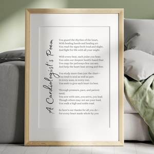 Kardiologen-Gedicht Wertschätzung Geschenk Herz Doktor Medizinischer Held Poesie Wand Kunst Druck druckbare Karte für Arzt Einzigartiges Dankeschön