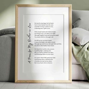 Poema de agradecimento ao cunhado, presente de agradecimento, impressão de arte de parede de poesia para cunhado, presente de casamento, presente de aniversário e natal, cartão para impressão de cunhado