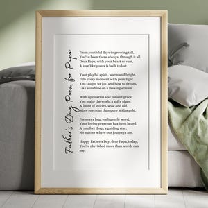 Regalo di ringraziamento per la festa del papà, poesia per la festa del papà, stampa artistica da parete con poesia del nonno, biglietto stampabile per il nonno, download immediato di "Grazie papà"