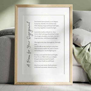Verlobung Gedicht Geschenk druckbare Wandkunst für Verlobte Verlobte Verlobte Verlobte Love Poesie Verlobungsfeier Verlobungsfeier Home Decor