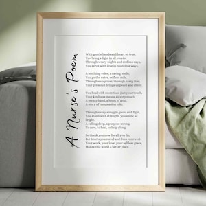 Krankenschwester-Gedicht Wertschätzung Geschenk Krankenschwestern Poesie Wand Kunst Druck Krankenpflege-Student Graduierung Registered Nurse Rn Geschenk Danke druckbare Karte