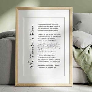 Förster Gedicht Wertschätzung Geschenk Forstpoesie Wand Kunst Druck Förster Umweltschützer druckbare Karte