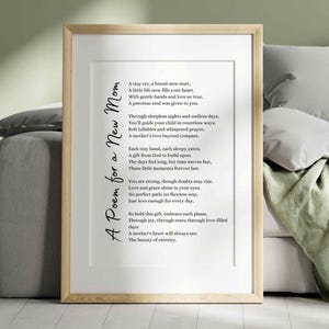 Nieuwe moeder gedicht waardering cadeau nieuwe moeder poëzie Wall Art Print verjaardag kerst eerste Moederdag cadeau postpartum zwangerschap afdrukbare kaart