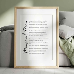 Memorial Poem Gift Card Printable Wall Art Bereavement Keepsake Sympathy Gift for Loss of Loved One Funeral Service Decor Remembrance Print