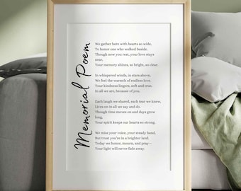 Memorial Poem Gift Card Printable Wall Art Bereavement Keepsake Sympathy Gift for Loss of Loved One Funeral Service Decor Remembrance Print