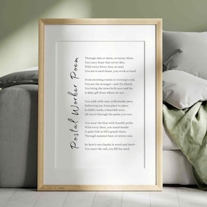 Postal Worker Poem Gift Mail Carrier Appreciation Post Office Poetry Wall Art Print Mailman Mail Lady Employee Thank You Printable Card