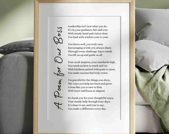 Boss Poem Gift Card Printable Wall Art Appreciation Gift for Manager Leader Supervisor Office Decor Thank You Card for Work Mentor Keepsake