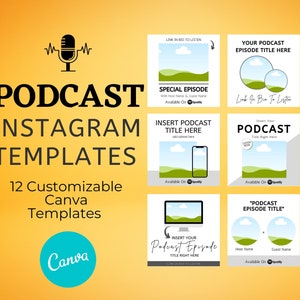 Podcast Instagram Post Templates Customizable in Canva, Podcaster Marketing Bundle, Social Media Graphics, IG Feed Content, Canva Templates
