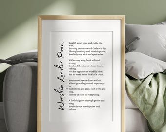 Worship Leader Poem Gift Card Printable Wall Art Church Music Leader Appreciation Gift Praise Ministry Thank You Faith Keepsake Decor