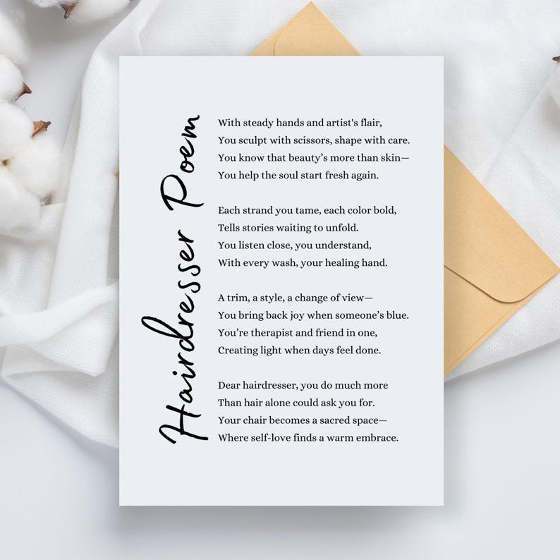 Hairdresser Poem Gift Card Printable Wall Art Appreciation Gift for — free download