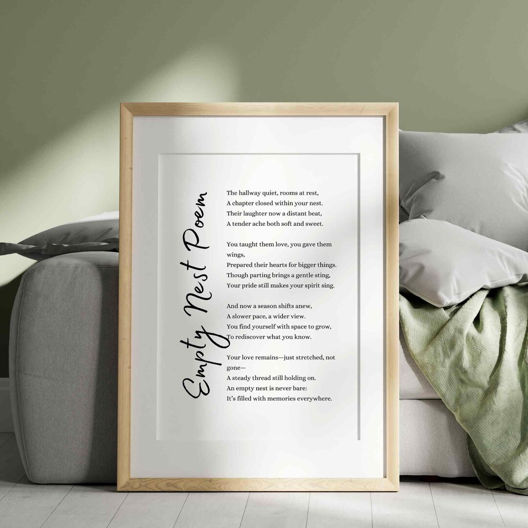 Empty Nest Poem Gift Card Printable Wall Art Parents New Empty Nesters ...