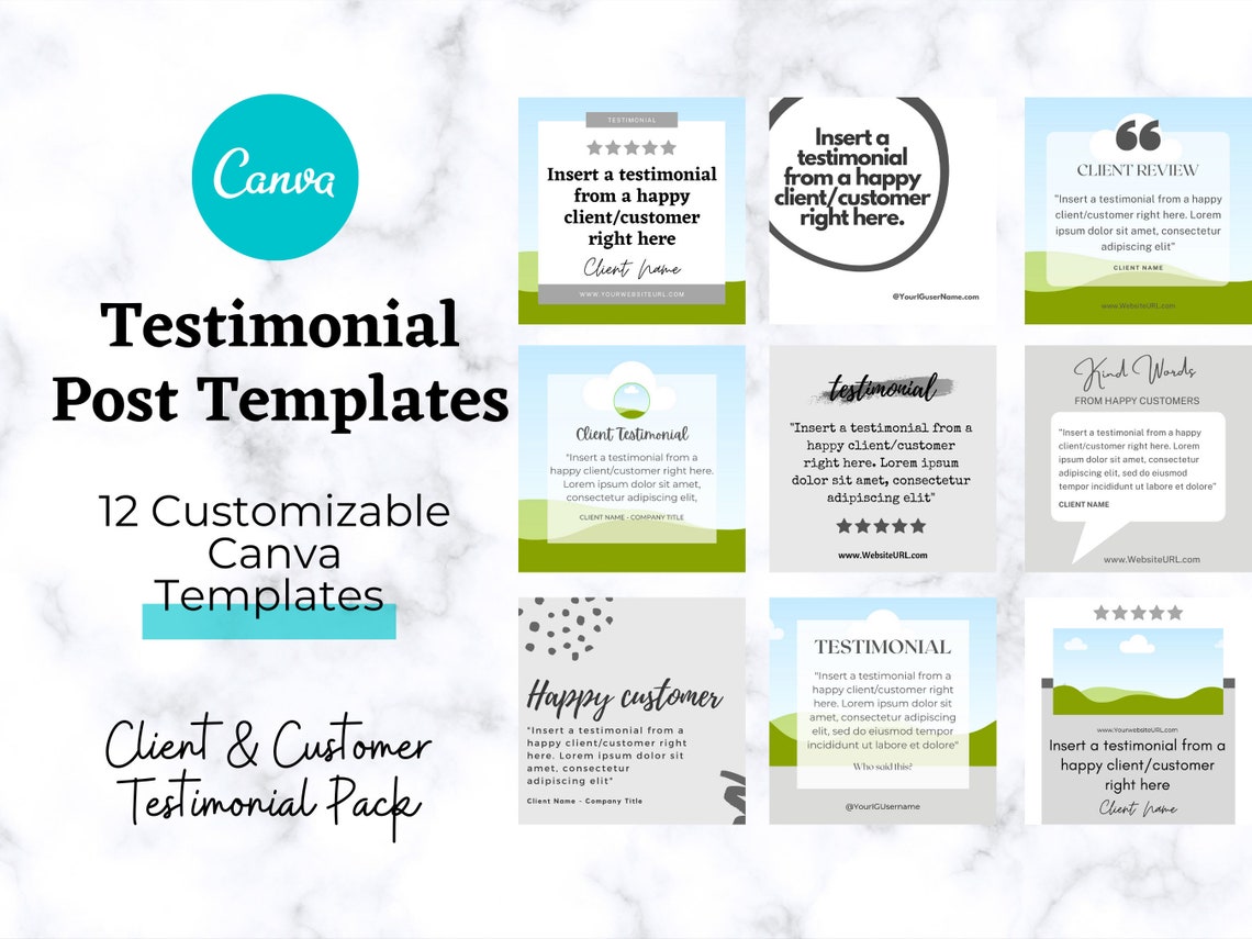 Client & Customer Instagram Testimonial Templates Editable in Canva ...