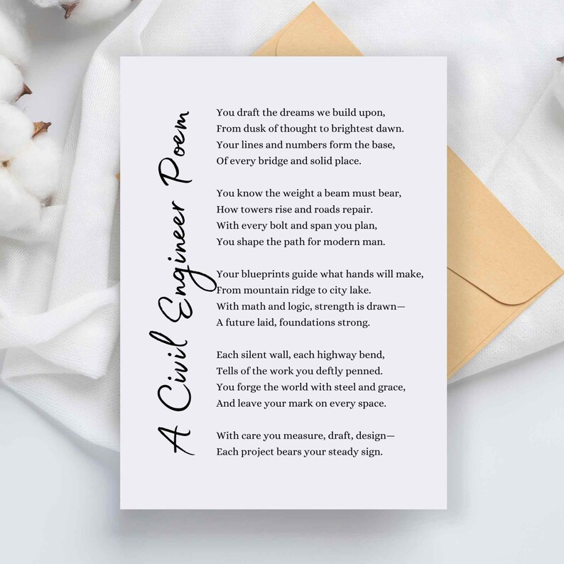 Civil Engineer Poem Appreciation Gift Engineering Poetry Wall Art Print ...
