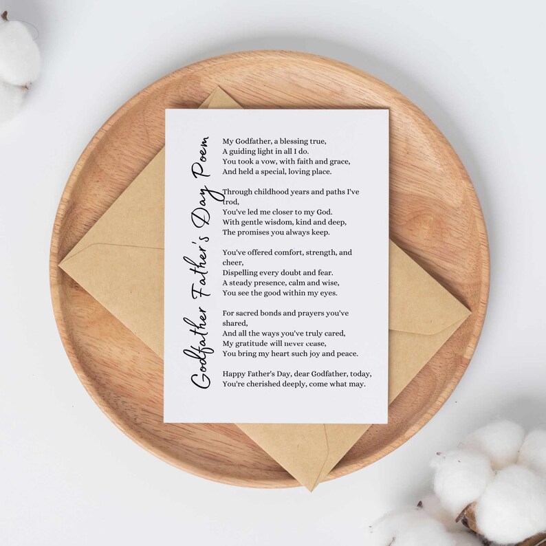 Godfather Fathers Day Poem Appreciation Gift, Godparent Poetry Wall Art ...