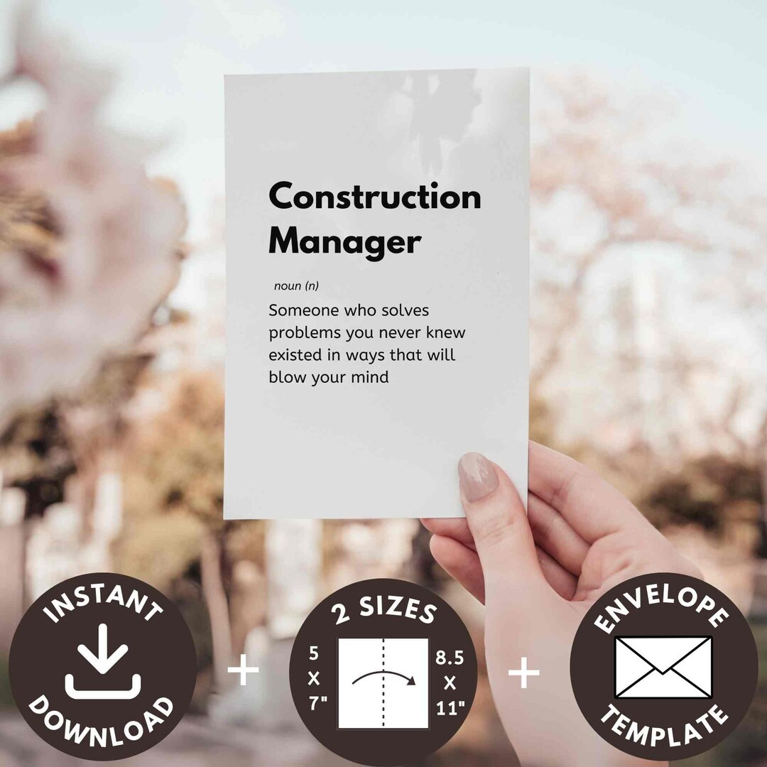 Construction Manager Gift Card Printable Appreciation Greeting ...