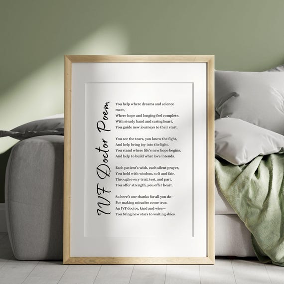 IVF Doctor Poem Gift Card Printable Wall Art Appreciation Gift Fertility Specialist Clinic Decor Thank You Keepsake Pregnancy Journey