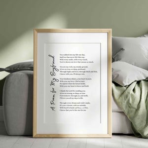 Poema para novio, regalo de agradecimiento de novia, novio, poesía, arte de pared, impresión, regalo de cumpleaños, aniversario, para él, tarjeta imprimible de Navidad