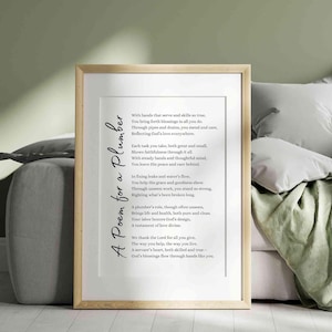Klempner Gedicht Wertschätzung Geschenk, Christian Klempner Poesie Wand Kunst Druck, Dankeskarte, Rohrleger druckbare Karte