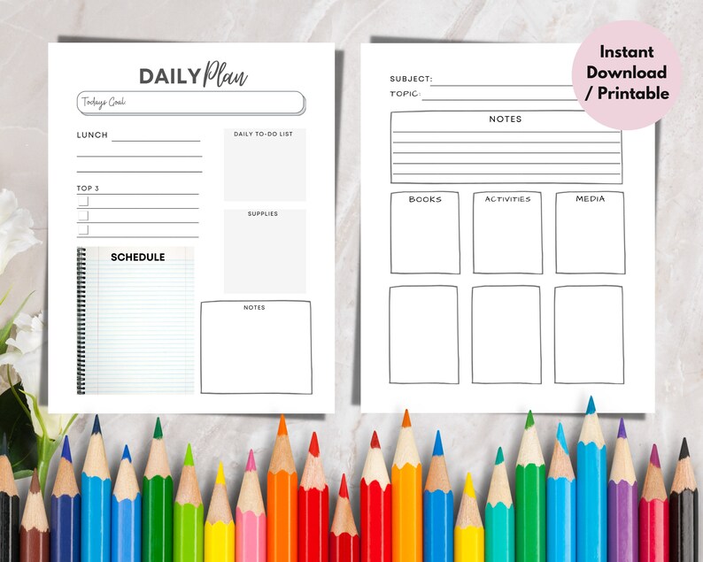 Homeschool Planner Printable Bundle Home School Teacher Academic ...