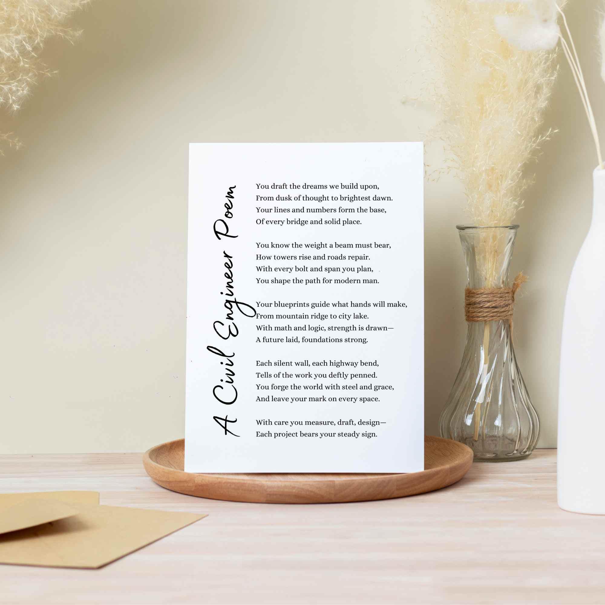 Civil Engineer Poem Appreciation Gift Engineering Poetry Wall Art Print ...