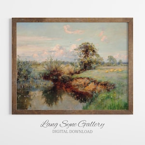 Painting of River| Countryside Wall Art | Cottagecore art | Modern Rustic decor | PRINTABLE