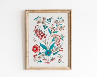Vintage Botanical Bouquet Print – Muted Floral Cottagecore Wall Art (Digital Download)