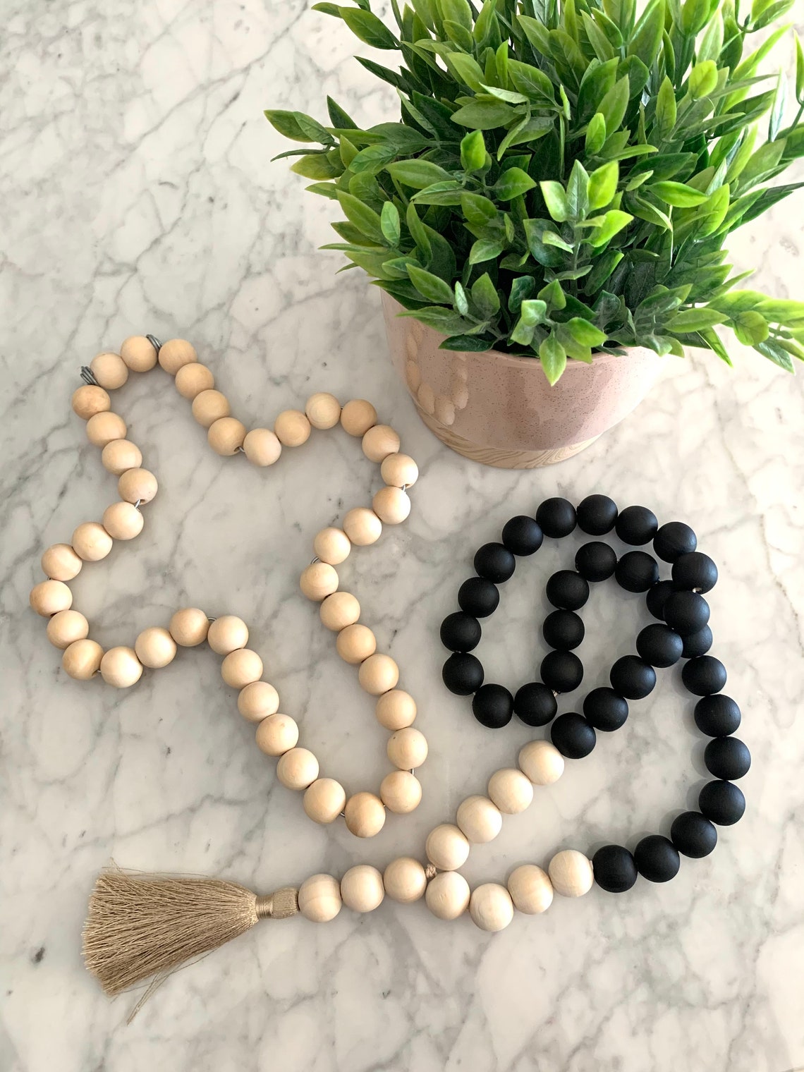 Beads Decorative Two tone Black Natural Home decor Hand Etsy