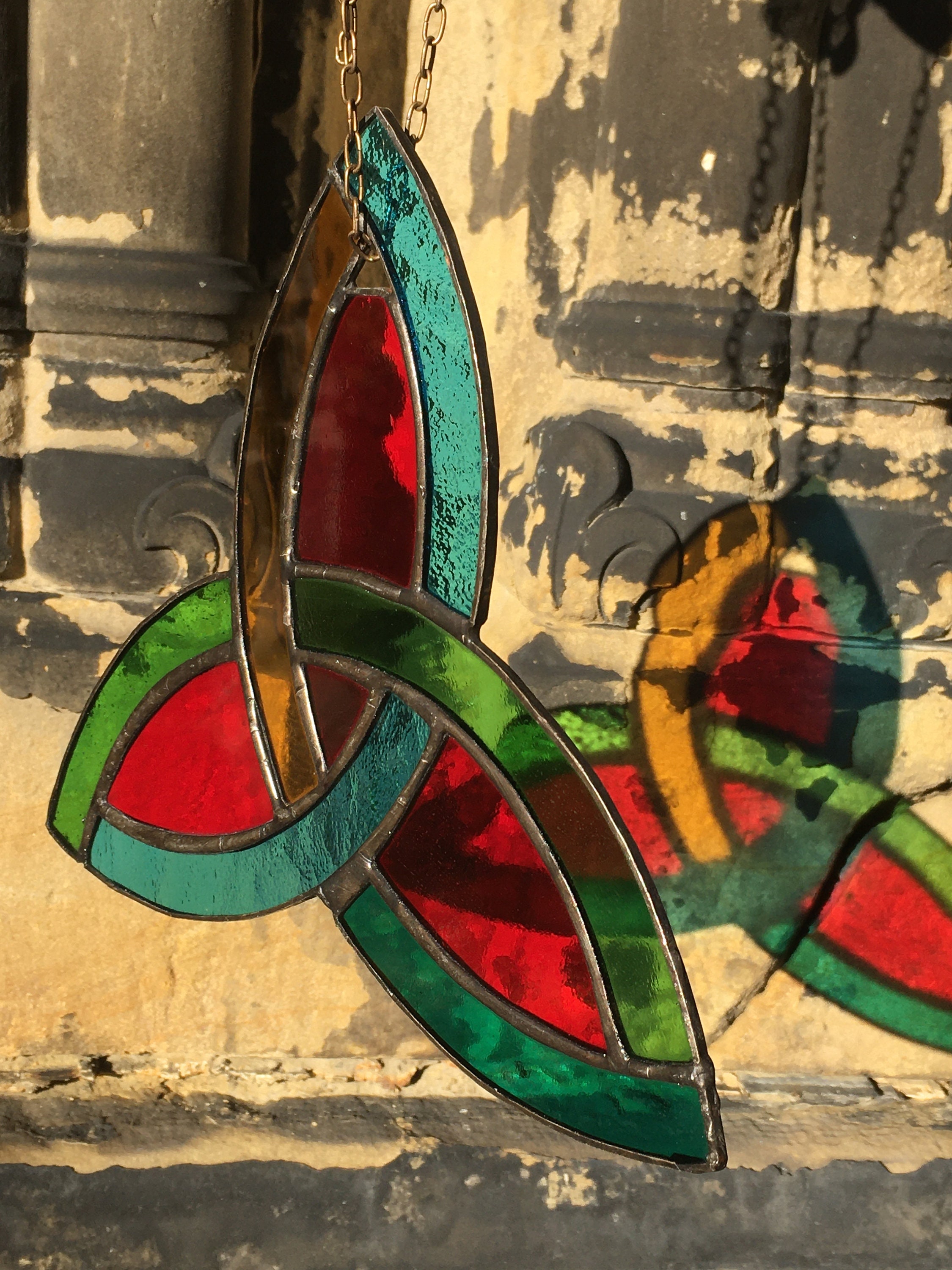 Celtic stained glass window hanging. Stain Glass Suncatcher Etsy