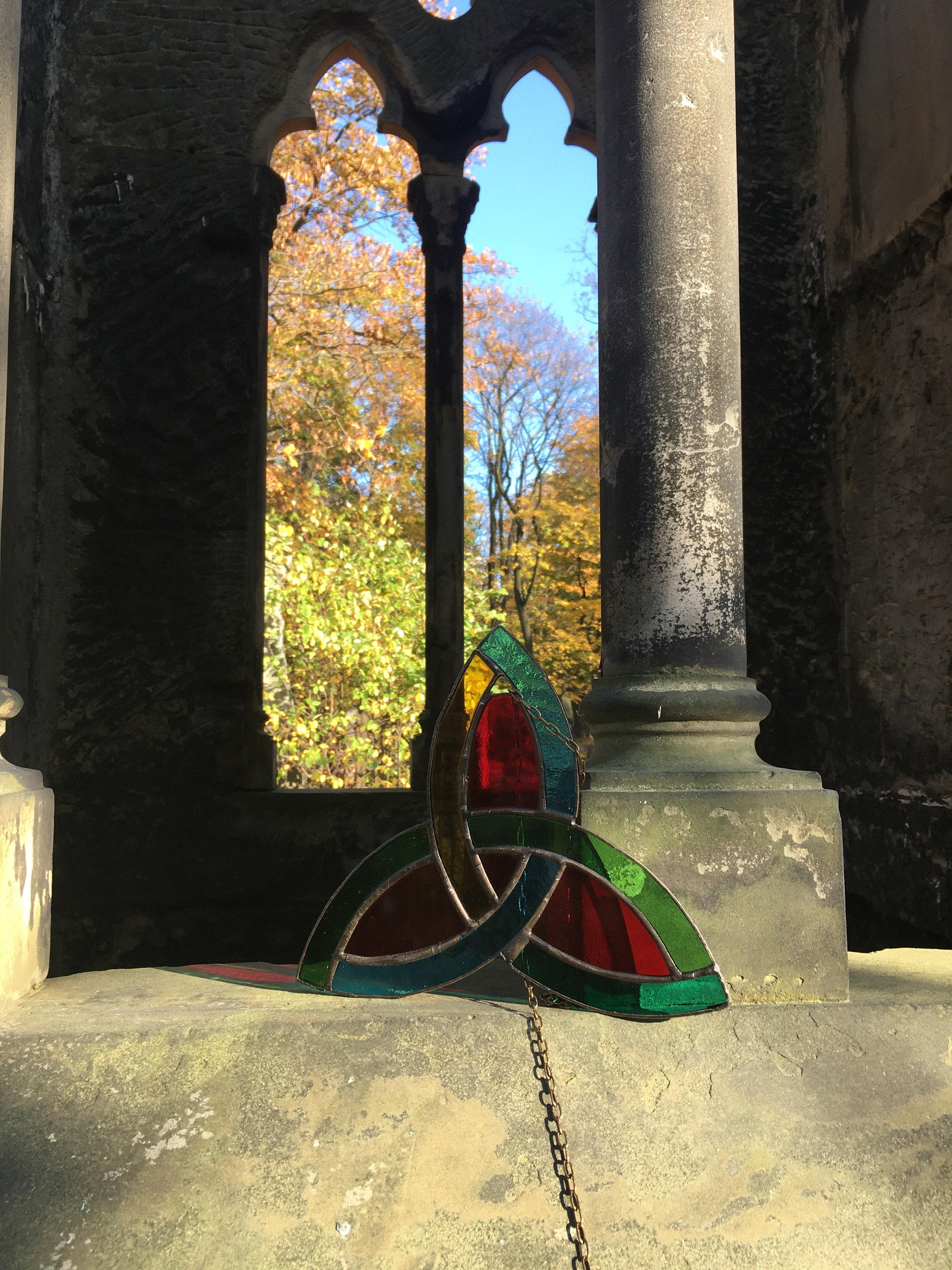 Celtic stained glass window hanging. Stain Glass Suncatcher Etsy