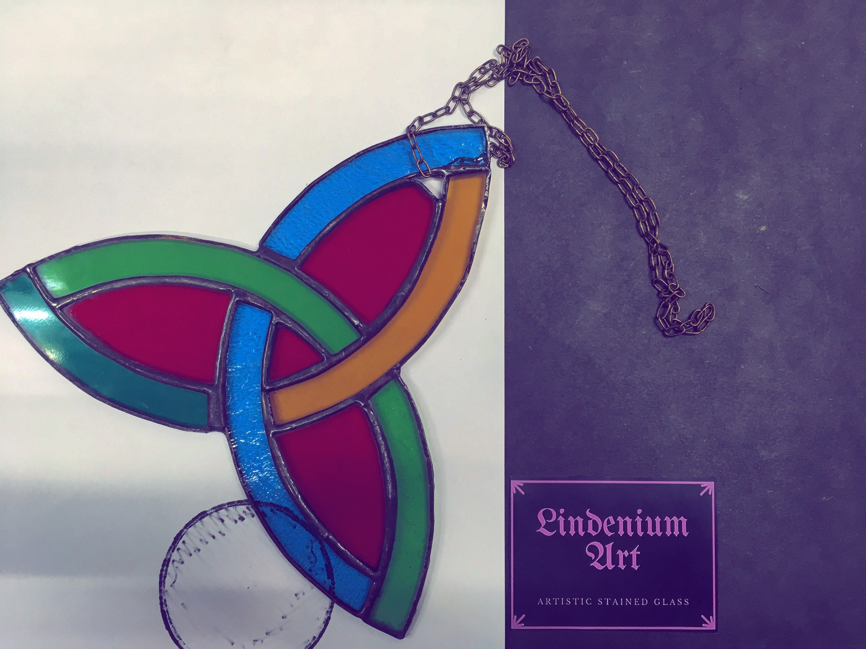 Celtic stained glass window hanging. Stain Glass Suncatcher Etsy