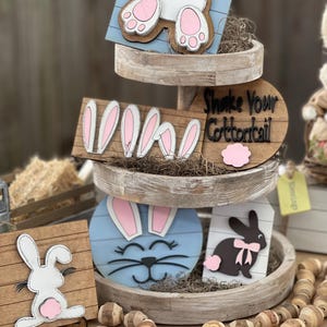 Bunny Tier Tray Set: Happy Easter Decor