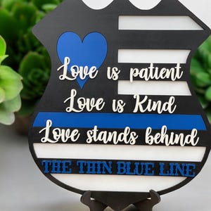 Thin Blue Line Police Badge Sign: Back the Blue Door Hanger