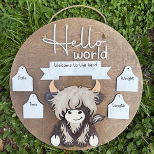 Highland Cow Hospital Door Sign, New Baby Hospital Door Sign, Baby Shower Gift, New Baby Gift, New Baby Door Hanger, Cow sign, Nursery sign