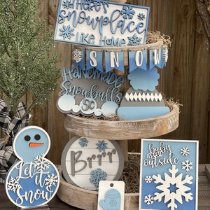 There's SNOWPLACE Like Home Tier Tray Set / Winter Tier Tray Set / Snowman Tier Tray Set