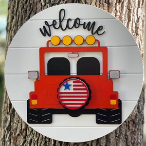 Interchangeable Welcome Jeep 18 inch shiplap wooden sign