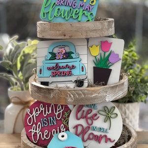 April Showers Bring May Flowers Tier Tray Set / Spring TT Set