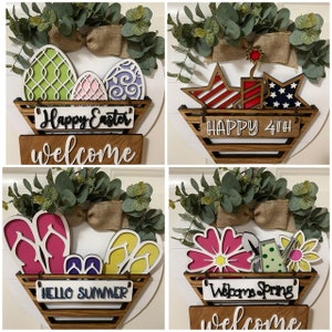 15 inch Interchangeable Door Hanger / Basket Door Hanger / Door Decorations / Interchangeable Welcome Sign