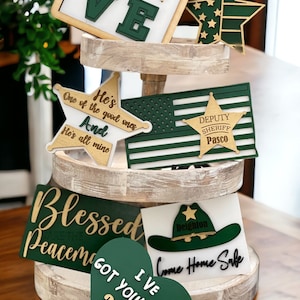 Deputy Sheriff Tier Tray Set: Law Enforcement Farmhouse Decor