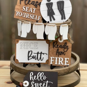 Funny bathroom quotes tier tray set