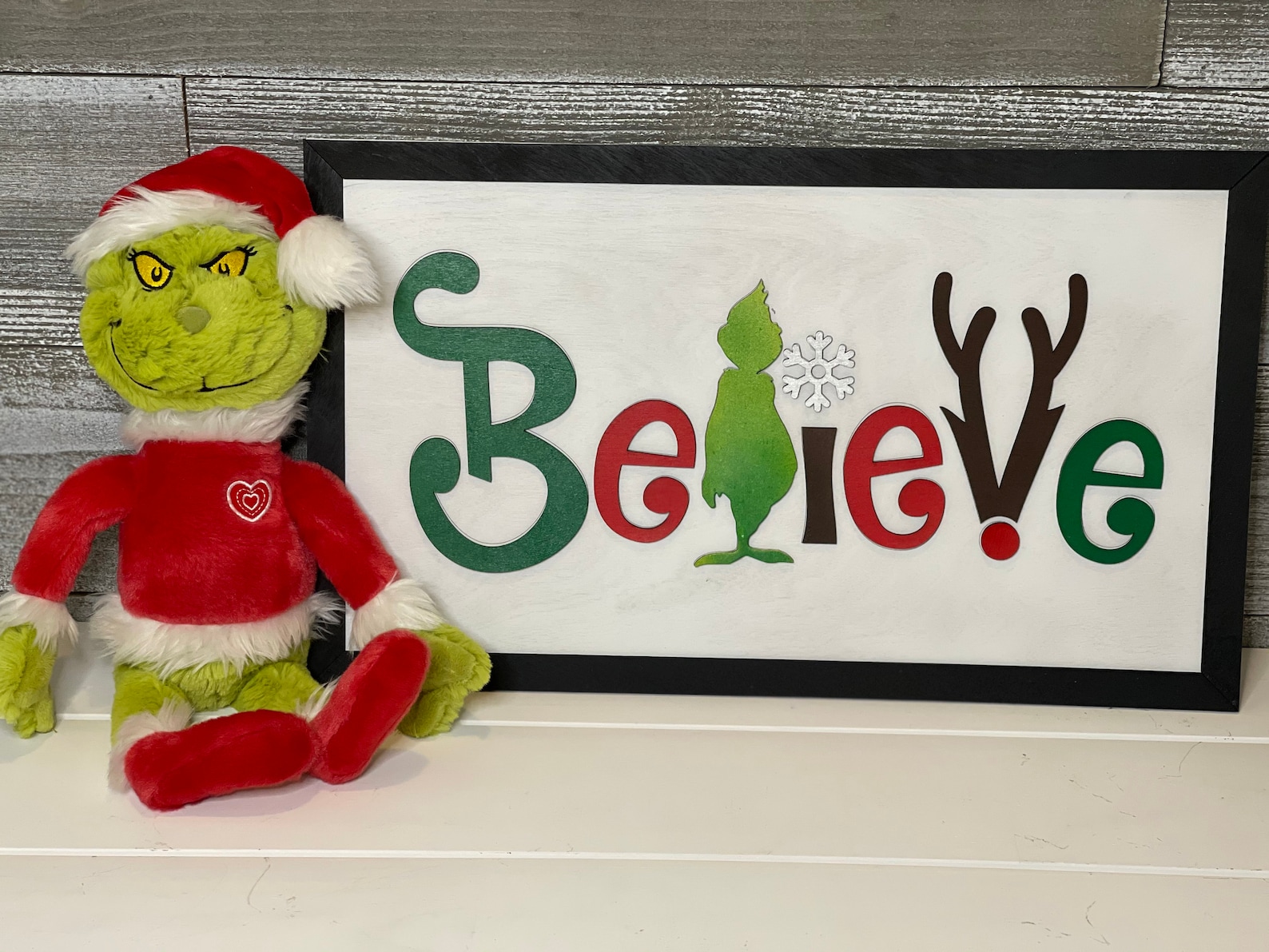 The Grinch believe Framed Sign 3D Laser Cut Wood Etsy