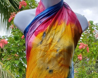 Plus Size  Tie Dye Cover-Up Sarong Pareo Wrap Dress 100% Rayon, No Fringes