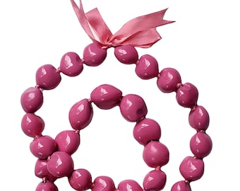 Solid Color Kukui Nut Necklace Lei 32 inches